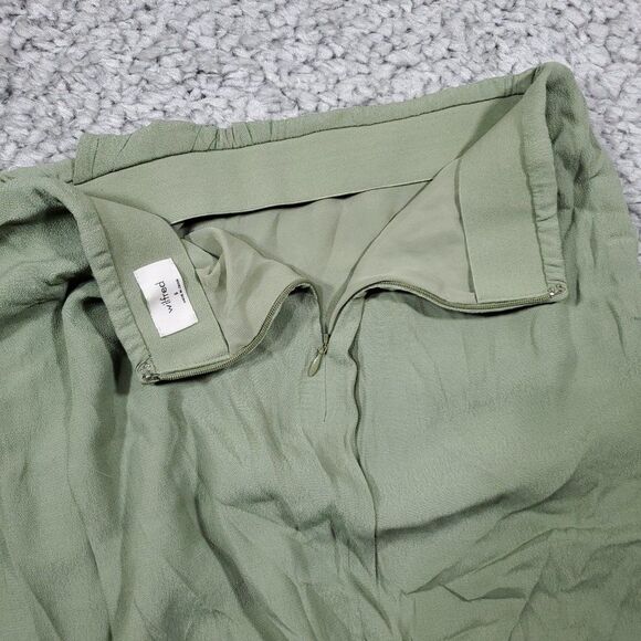 READ Aritzia Wilfred Pursuit Faux Wrap Midi Skirt Green Tulip Hem Size Small - Picture 4 of 10